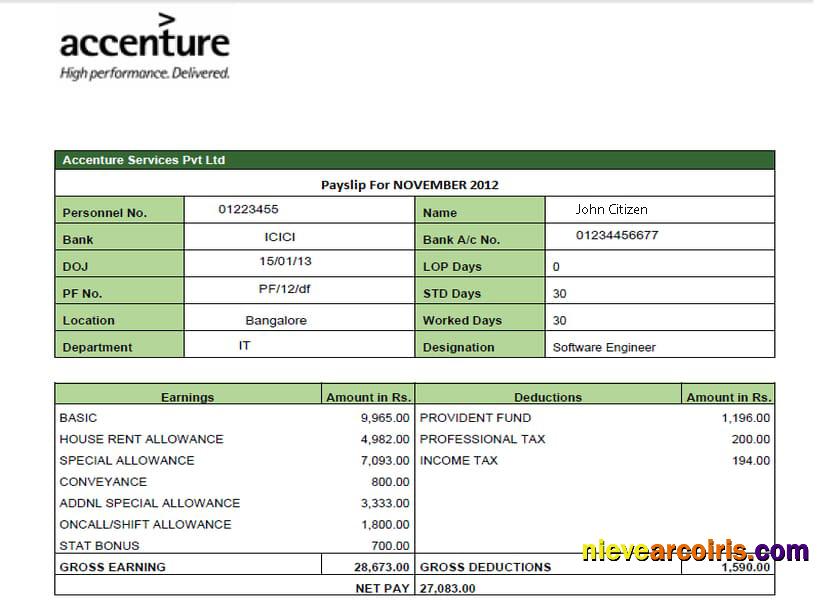 IRELAND ACCENTURE IT company earning statement